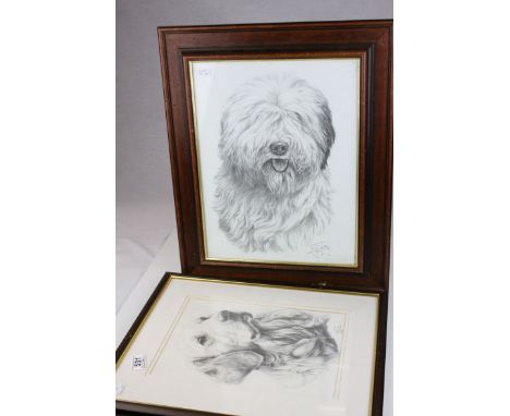 M Sibley, two signed dog prints, one of a labrador, the other of a sheepdog