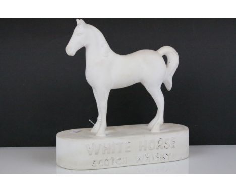 Vintage white horse scotch whiskey pub advertising statue