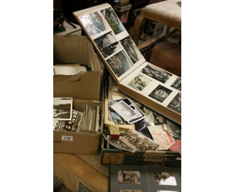 Three Boxes of Vintage Postcards and Photographs plus a 1950's Postcard Album of Italian themes