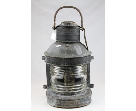 Large Metal Cased Ship's Lantern / Lamp marked ' Masthead ' purportedly from the ' Totness Castle ' Paddle Steamer built in 1