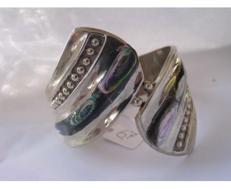 Wide hinged  Abalone set bangle     