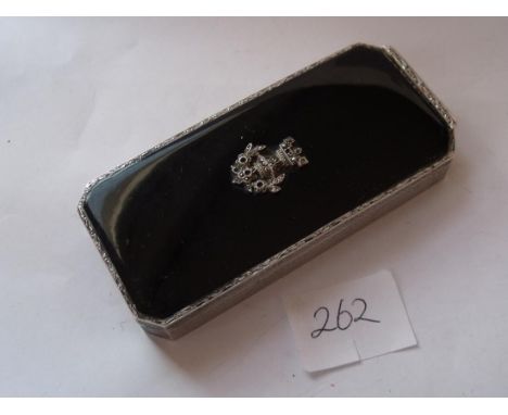 Rectangular silver & enamel compact Birm 1932   