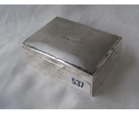 Engine turned cigarette box 4” wide  Sheff by EV    