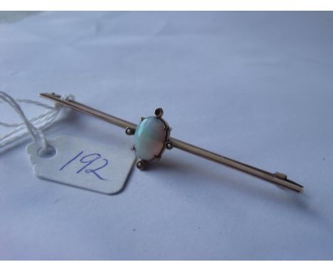 Gold mounted opal & diamond bar brooch 7cm long   3.9g inc        