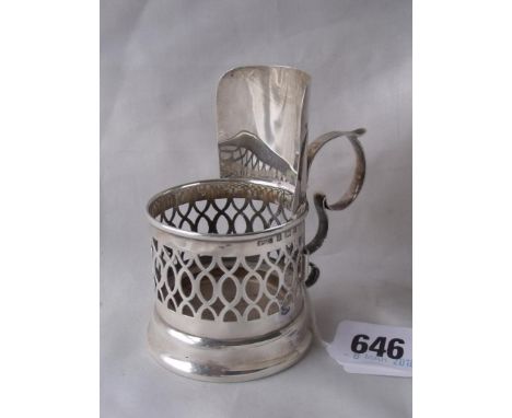 A chamber stick with wind shield pierced sides 3.5” high  Birm 1903 by G & Co       