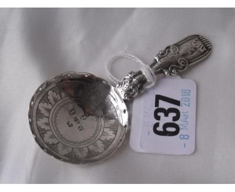 Victorian fancy caddy spoon with shell terminal Birm   1819 by IB 7g        