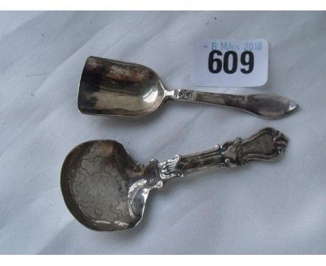 Art Deco caddy spoon 3.5” long Lon 1931 & another 28g  
