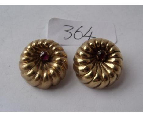 Pair of 9ct and ruby clip on earrings 10.8g    