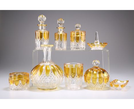 AN ART DECO 'VALEMBERT' TOILET SET, CIRCA 1900, by Charles Graffart et Rene Delvenne for Val Saint Lambert in crystal, with t