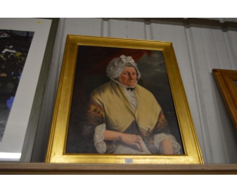 C. Besland, oil on canvas portrait study of a seated lady wearing a shawl and bonnet, signed and dated 1785