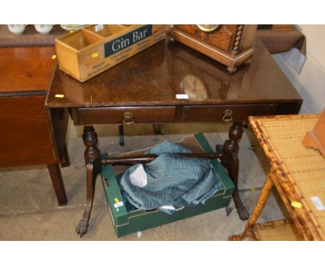 A mahogany drop leaf sofa table fitted two drawers