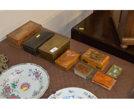 A Victorian Tunbridge ware trinket box together with various other trinket boxes