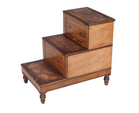  A Regency mahogany and ebony inlaid step commode,   circa 1820, in the manner of George Bullock, 66cm high, 46cm wide, 72cm 