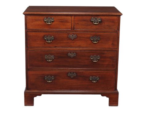  A George III mahogany chest of drawers,   circa 1760, the moulded rectangular top above two short and three long graduated d