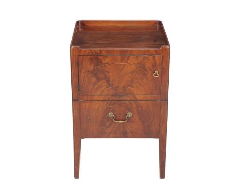  A George III mahogany commode  , circa 1800, 76cm high, 50cm wide, 50cm deep  