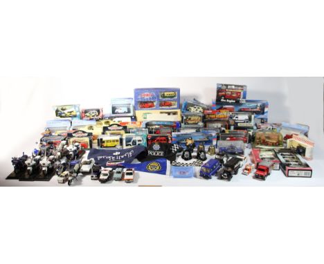 A collection of primarily boxed emergency services diecast vehicles, makers to include - Corgi, Chad Valley, Days Gone, Burag