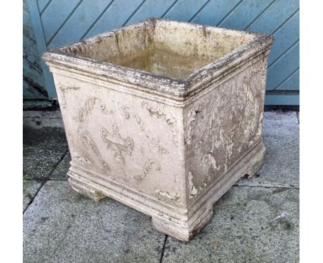 A reconstituted stone Neo Classical square garden planter, 48 x 48 x 48cm 