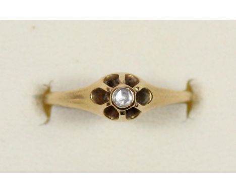 A 9ct gold rose cut white stone ring, N, 1.9gm 