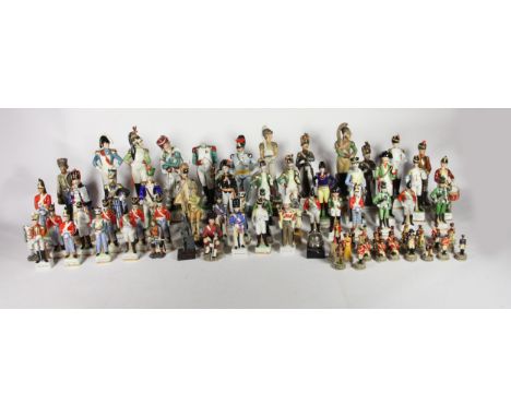 A collection of ceramic figurines, depicting 18th/19th Century military soldiers. (2) 