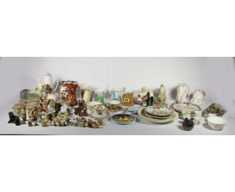 A large collection of ceramics to include Wedgewood Jasperware, Masons war, Wade whimsies, Hornsea ware, Crested china, a She