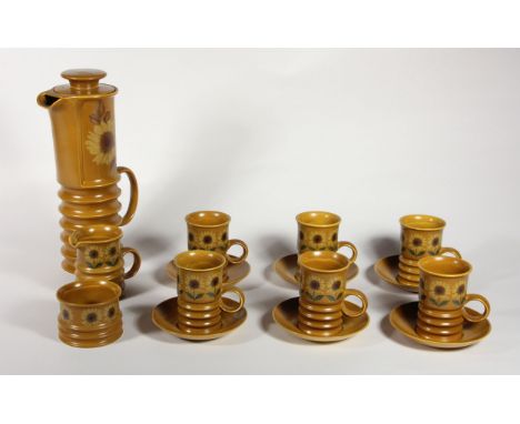 A mid 20th Century Carltonware coffee service, sunflower design 2992, nine pieces. 
