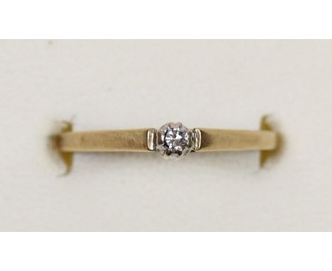 A 9ct gold single stone diamond ring, N 1/2, 1.3gm 