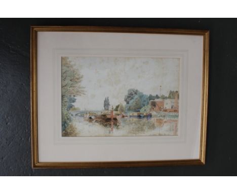 R Clowes, Staires Bridge with Canal Boats, signed and dated 6.02 lower right, watercolour on paper, framed, mounted and glaze
