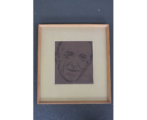 Lionel Hatch, Portrait of Sid James, ink and wash on brown paper, dated 1971, signed lower right, framed, mounted and glazed,