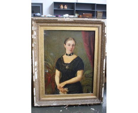 European School, Portrait of Lady, signed 'F. P Shuchard' oil on canvas, framed, mounted and glazed (frame in need of repair)