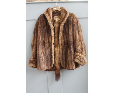Vintage fur coat (damage to lining) and fox fur collar