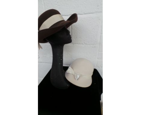 Nice mixed lot to include gents Jaeger dressing gown, Armani blouse and skirt, three 70s hats and a selection of vintage bags