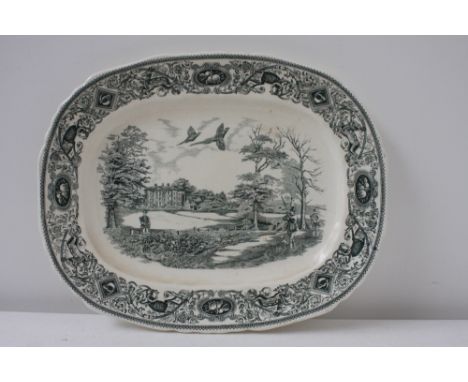 Mason's Ironstone 'Game Birds' meat platter, transferred hunting scene design, 44 x 35cm