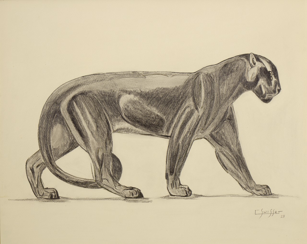 GASTON SUISSE (18961988) «Panthère noire» Dessin au crayon, mine de plomb estompé sur papier. Si