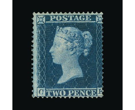 Great Britain - QV (line engraved) : (SG 36a) 1856-58 perf 16 2d blue, CK, centred to SE, extremely fresh, fine mint. RARE. C