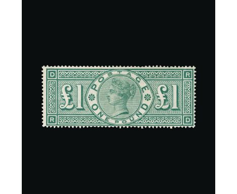 Great Britain - QV (surface printed) : (SG 212) 1891 £1 green, RD, centred to SE, small patch of gum dis-coloured by hinge, s