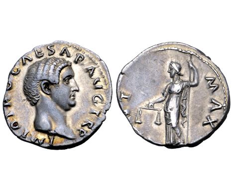 Otho AR Denarius. Rome, AD 69. IMP OTHO CAESAR AVG TR P, bare head right / PONT MAX, Aequitas, draped, standing left, holding