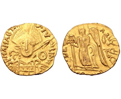 Merovingians, AV Solidus. In the name of Anastasius. Time of Clovis I - Chlothar II, circa AD 500-587. PHΛNΛCTA[...] SIV - YU