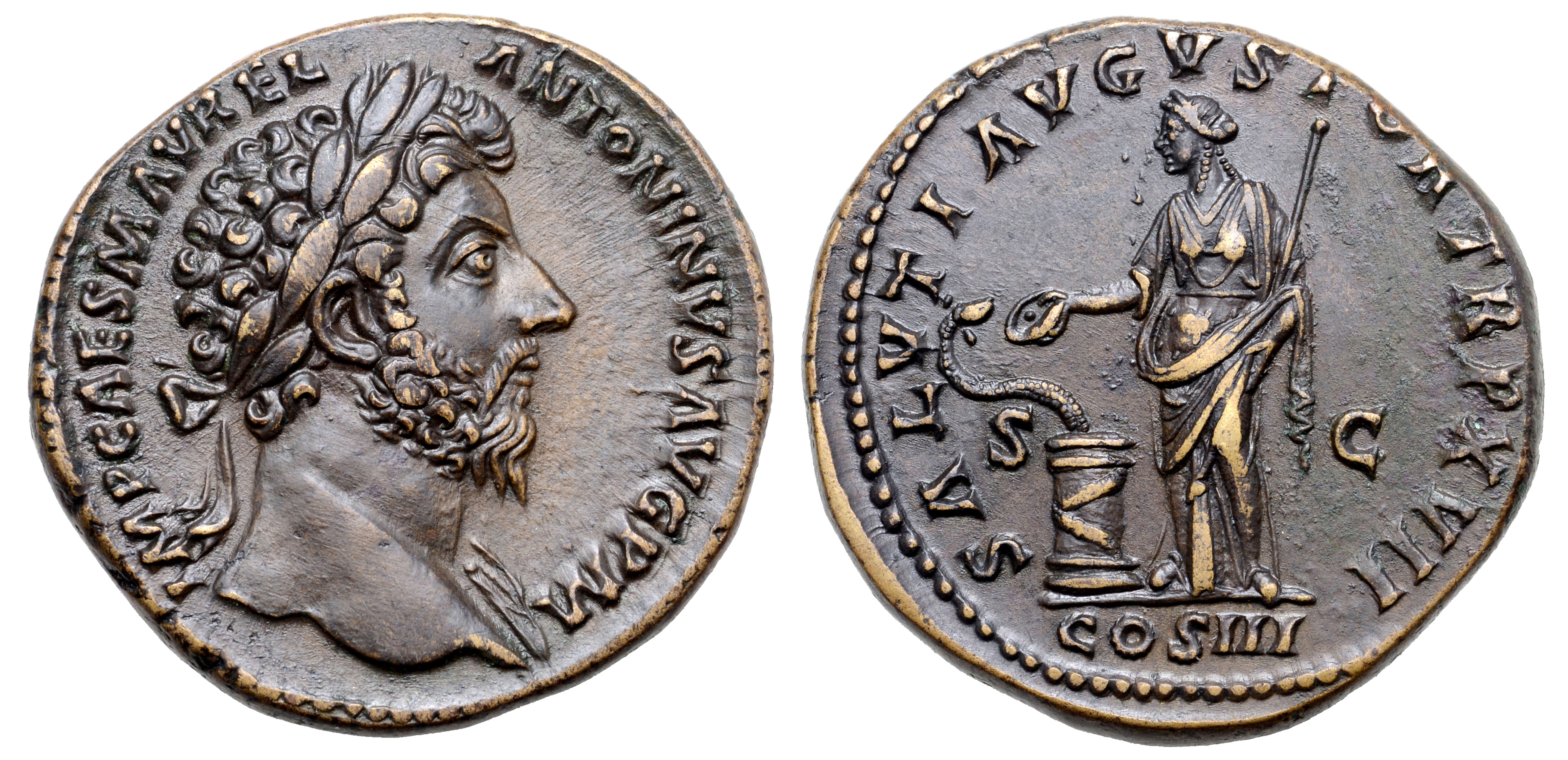 Marcus Aurelius Ae Sestertius Rome Ad 163 Imp Caes M Avrel Antoninvs Avg P M Laureate Bust Rig