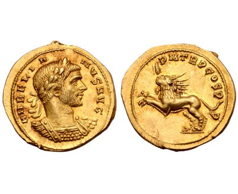 Aurelian AV Aureus. Rome, AD 272. AVRELIANVS AVG, laureate and cuirassed bust right, with slight drapery on left shoulder / P