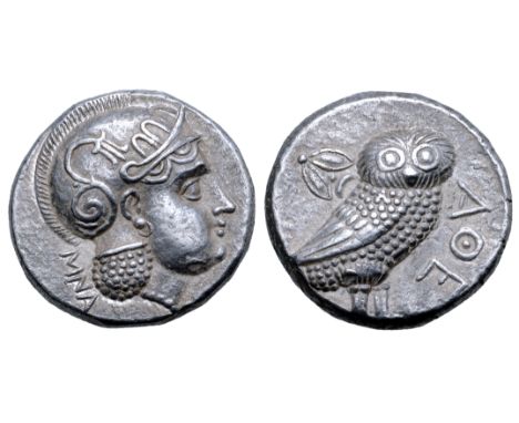 Baktria, 'Athenian Series' AR Tetradrachm. Uncertain mint in the Oxus region, circa 261-239/8 BC. Attic standard. Head of Ath