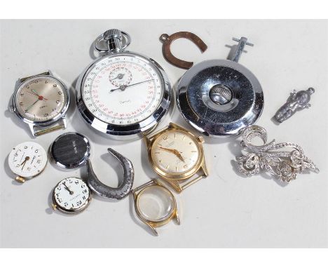Collection of watches, to include Timex, Huntana, Smiths stopwatch, together with brooches and pendants, (qty)
