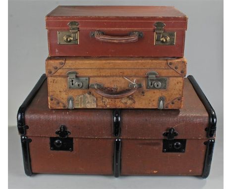 Three cases, to include a trunk, a leather case and another case, (3)