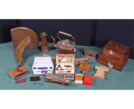 mixed lot corner bracket, display stick stand, copper jug and kettle. etc. (qty)