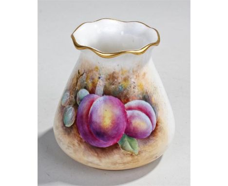 Royal Worcester vase, numbered G957, painted with plums