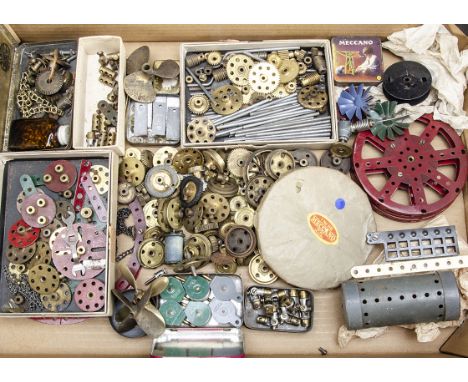 Various Meccano pre and post war Parts and Accessories,  large assortment of gears including Bevel, Gear, Contrate and worms,