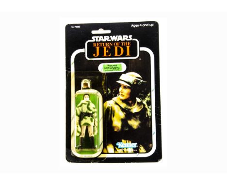 Vintage Star Wars Kenner ROTJ Princess Leia (In Combat Poncho) Action Figure, on punched 77A back card, figure E, bubble VG, 
