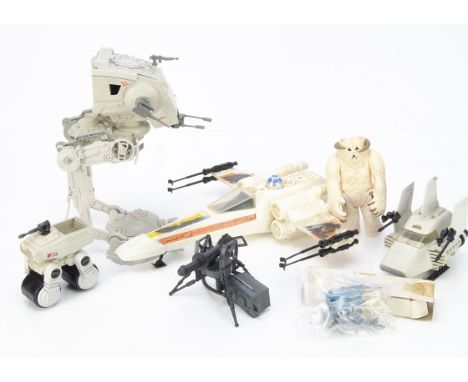 Vintage Star Wars Vehicles &amp; Accessories, AT-ST Scout Walker, Battle Damaged X-Wing, Hoth Wampa, Radar Laser Cannon, ISP-