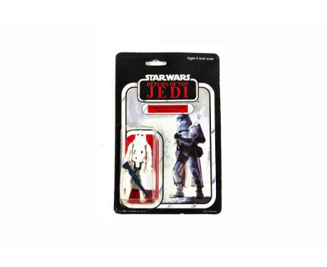 Vintage Star Wars Palitoy ROTJ Imperial Stormtrooper (Hoth Battle Gear) Action Figure, on punched 65D back card, figure E, bu