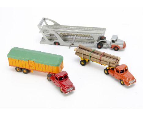 French Dinky Toy Articulated Vehicles, 39a Unic Boilot Car Transporter, 36b Willeme Tractor &amp; Closed Trailer, 36a Willeme