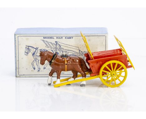 Charbens rare post WW2 diecast version of Model Hay Cart in uncommon orange version,  complete with rare diecast FRONT and BA